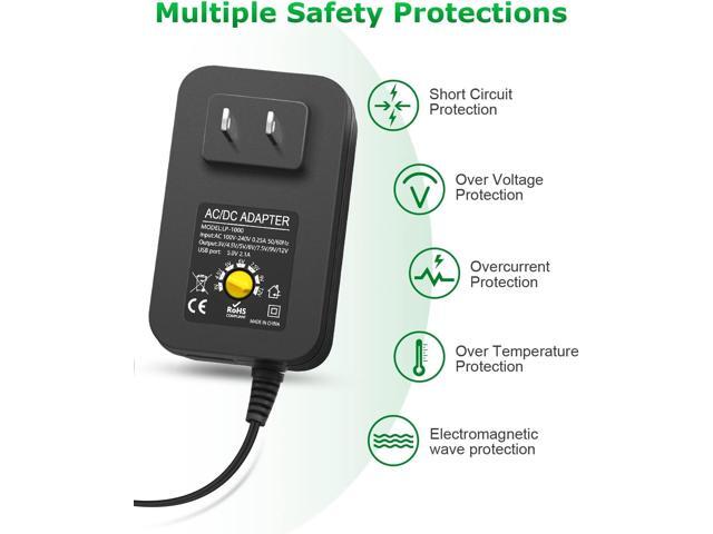 30W Universal AC to DC Power Adapter Adjustable Power Supply 3V 4.5V 6V 9V 12V 2A 1A DC Adapter AC 100-240V to DC 3-12V Multi Voltage Switching...