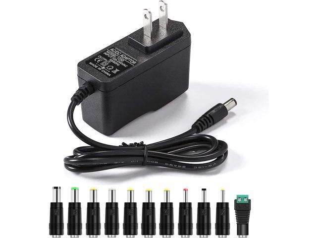 9V 2A AC Adapter Power Supply Charger [9 Volts 2 Amps Regulated Switching Power] with 11 Interchangeable DC Plug for 300mA 400mA 500mA 600mA 700mA...