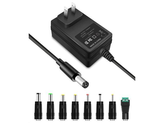12V 2A Power Adapter AC Power Supply Cord 12 Volts 2 Amps Regulated Switching Charger with 8 Interchangeable DC Plug for 2000mA 1500mA 1000mA 900mA...