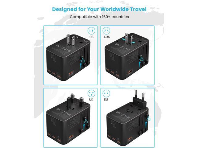 Universal Travel Adapter, VINTAR 75W GaN International Power Adapter with 3 USB C PD and 2 USB A QC, All in One Travel Essentials for...