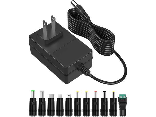 5V 2A AC Adapter Power Supply Charger [5 Volts 2 Amps Regulated Switching Power] with 11 Interchangeable DC Plug for 300mA 400mA 500mA 600mA 700mA...