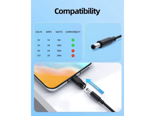 DC 5V 2A Power Cord Supply 10W AC/DC Charger Fit for Bluetooth Speaker, Baby Monitor, Graco Swing, Tablet, Camera and More DC 5v Devices Adapter...