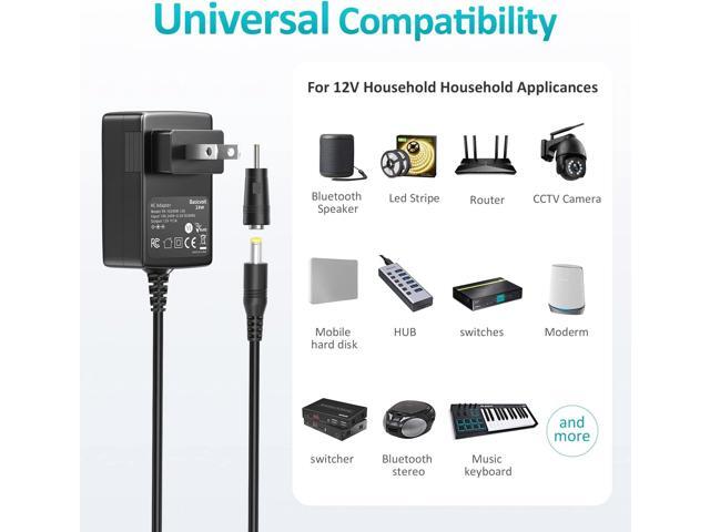 Universal AC Adapter 12V 2A DC Power Supply Center Positive 12 Volt 2 Amp 1.5A 1A 500ma 300ma Charger Power Cord for TV Box Tablet Speaker GPS...