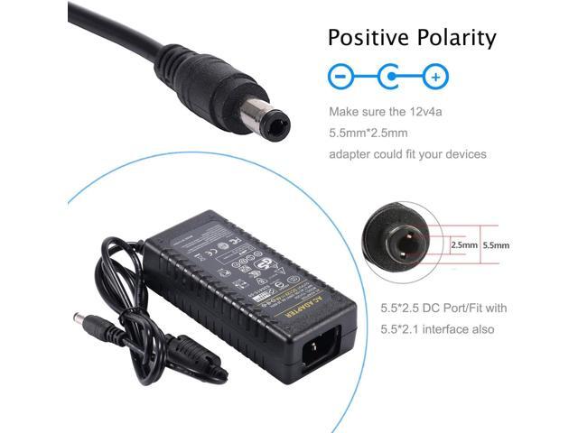 COOLM 12V 4A Power Supply Adapter Transformer AC 100-240V to DC 12V 4Amp 48W Adapter 5.5x2.5mm Jack for CCTV Camera LED Strip Light