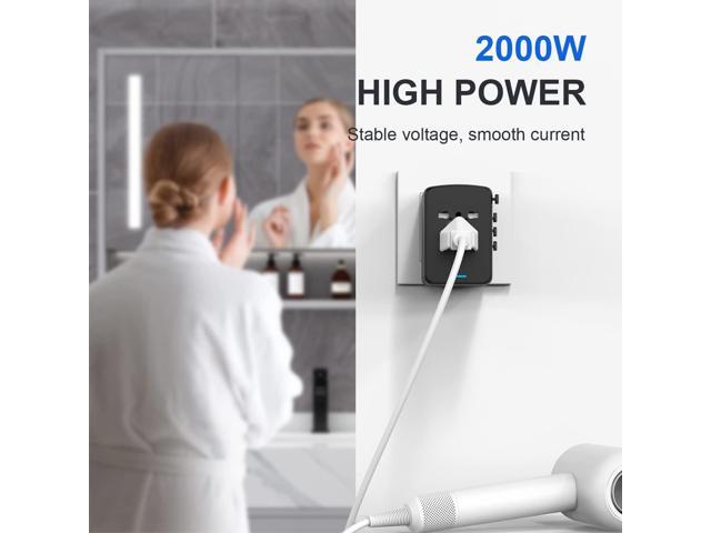 JMFONE 35W PD Universal Travel Adapter, Fast Charging International Power Plug Adapter with 3*USB-A & 2*USB-C Ports and Multi AC Sockets,...