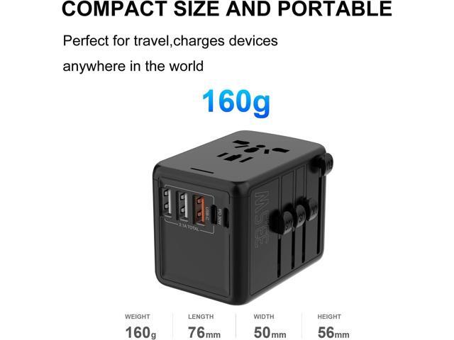 JMFONE 35W PD Universal Travel Adapter, Fast Charging International Power Plug Adapter with 3*USB-A & 2*USB-C Ports and Multi AC Sockets,...