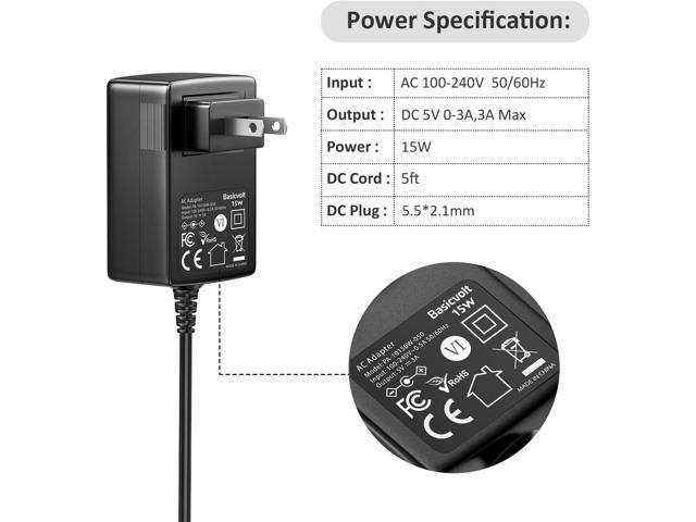 5V 3A 2A 1A Power Supply DC 5v Power Adapter for TV Box Tablet Speaker GPS Webcam Router Alarm Clock and Replace More DC 5v Power Cord Charger