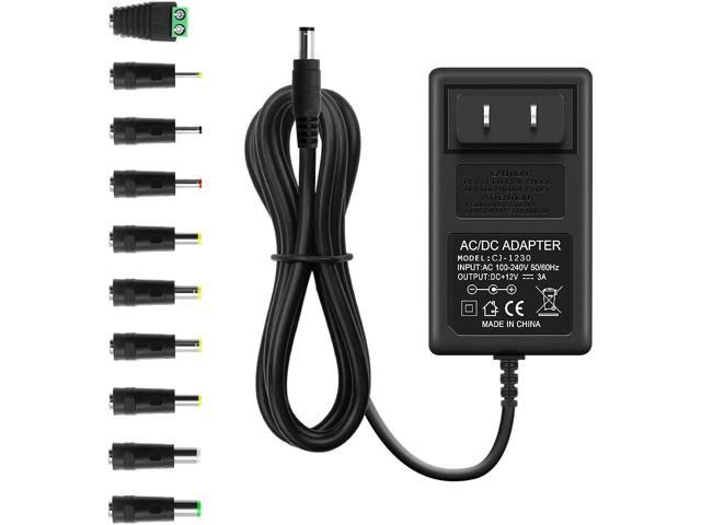 12V 3A Power Supply Adapter 36W ac/dc Charger AC 100V-240V to DC 12Volt 3amp Power Cord 12V 2.5A 2A 1.5A 1A 800mA 500mA for Security Camera BT...