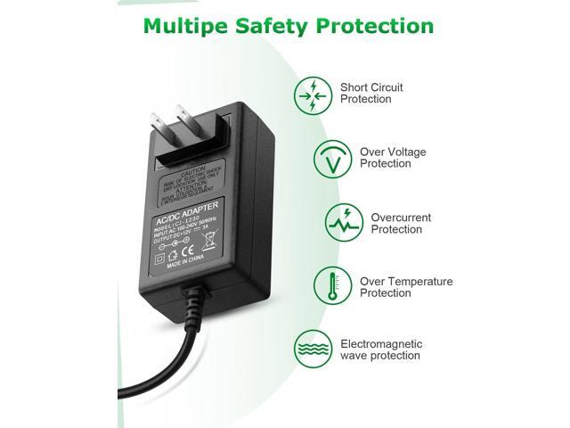 12V 3A Power Supply Adapter 36W ac/dc Charger AC 100V-240V to DC 12Volt 3amp Power Cord 12V 2.5A 2A 1.5A 1A 800mA 500mA for Security Camera BT...