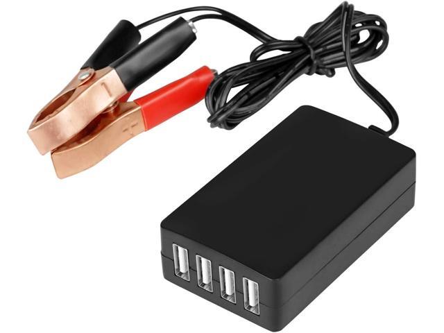 DC Converter with Battery Clip 12V 24V to 5V 8A USB Power Adapter Buck Regulator Charger, 4 Ports Automatically Identify shunt Charging, Suitable...