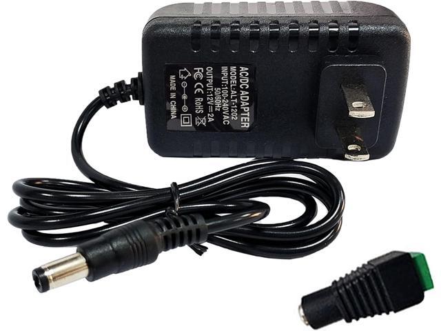 12 Volt 2A Power Adapter Supply, AC 100-240V to DC 12 V Power Supply Transformer Charger Wall Plug for DC12V Light Security CCTV Camera, Black,...