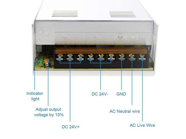 SHNITPWR 24V DC Power Supply 15A 360W AC/DC Adapter, 24 Volt 15 Amp Switching Power Converter Transformer LED Driver 110V / 220V AC in for LED...