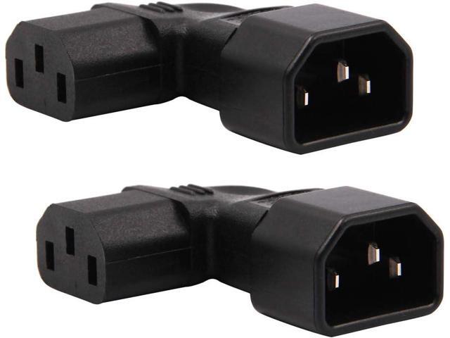 2-Pack Left Angle IEC C14 to C13 Power Adapter PDU Plug for LCD Wall Mount TV