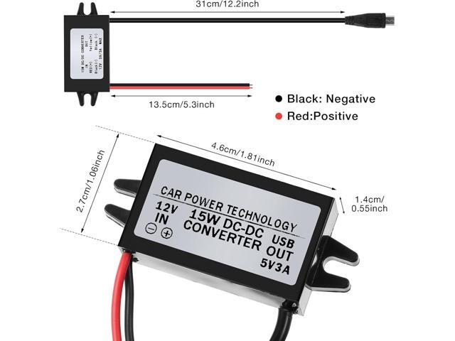 Weewooday 2 Pieces 12V to 5V Converter DC-DC Buck Module Micro USB Power Adapter Car Power Converter Regulator