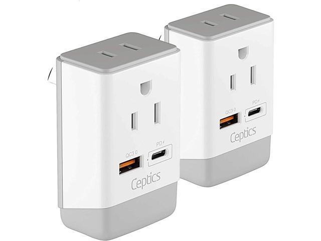 Ceptics Australia China New Zealand Power Plug Adapter 2 Pack, QC 3.0 & PD, Safe Dual USB & USB-C - 2 USA Socket for USA to Australian New Zealand...