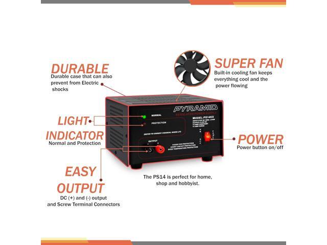 Pyramid Universal Compact Bench Power Supply- 12 Amp Linear Regulated Home Lab Bench-top AC-to-Dc 12V Converter w/ 13.8V Dc 115V AC 270W Power...