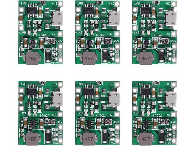 Battery Charger Module USB TP4056 3.7V 4.2V to 9V 5V 2A Charge Discharge Integrated Step Up Module,18650 Lithium Li-ion Battery Charger Module(6 PCS)