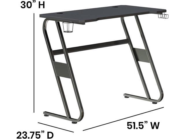 Flash Furniture Fisher Gaming Desk - Black Ergonomic Computer Desk - 51.5' Gamers Table with Cup Holder and Headphone Hook