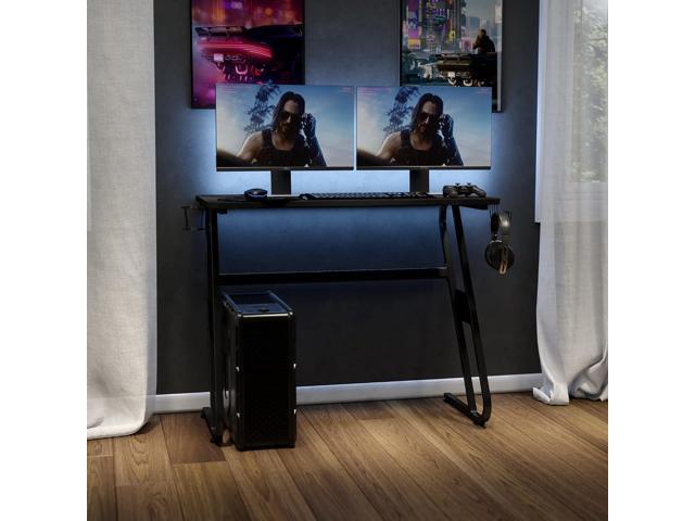 Flash Furniture Fisher Gaming Desk - Black Ergonomic Computer Desk - 51.5' Gamers Table with Cup Holder and Headphone Hook