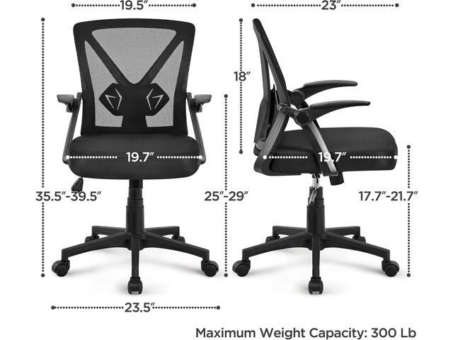 Yaheetech Home Office Chair Work Desk Chair Swivel Computer Mesh Chair with Flip-up Arms Adjustable Height Lumbar Support Executive Office Task...