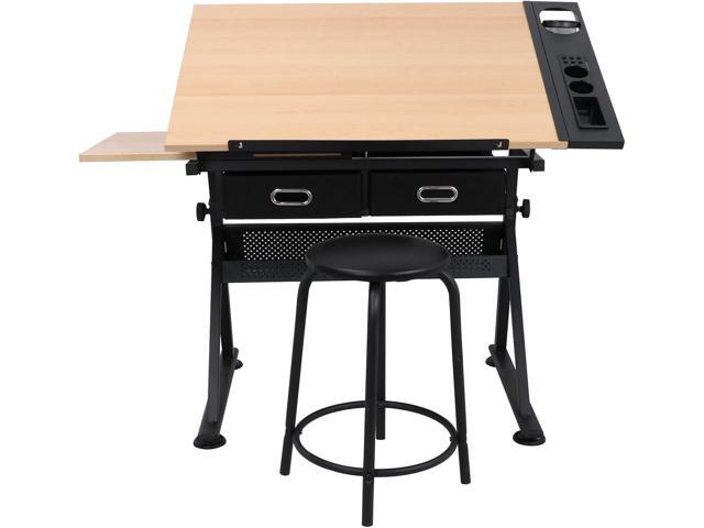 NOVA MICRODERMABRASION Adjustable Height Drafting Desk Drawing Table Tiltable Tabletop for Reading, Writing Art Craft w/Stool and Drawers
