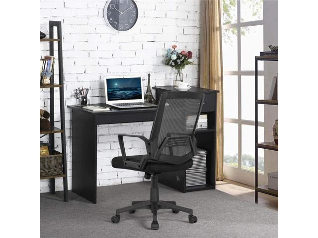Yaheetech Home Office Modern Desk and Chair Set Computer Desk w/Drawer & Shelves with Ergonomic Mesh Height Adjustable Office Chair