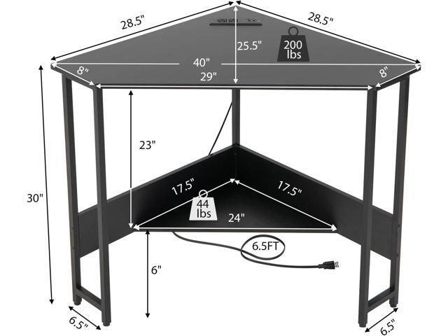 Tangkula Corner Desk with Power Outlet & USB Ports, Triangle Computer Desk with Charging Station, Storage Shelf, Space Saving Writing Desk, Vanity...
