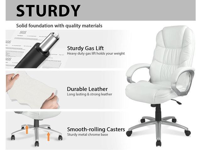 Ergonomic Office Chair, Height Adjustable Pu Leather Office Chair with Padded Armrests and Lumbar Support, 250 Lbs Heavy Duty Swivel Desk Chair...