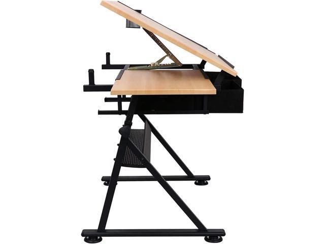 NOVA MICRODERMABRASION Adjustable Height Drafting Desk Drawing Table Tiltable Tabletop for Reading, Writing Art Craft w/Stool and Drawers