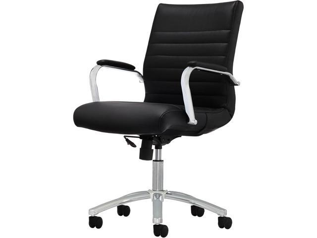Realspace Modern Comfort Series Winsley Bonded Leather Mid-Back Chair, Black