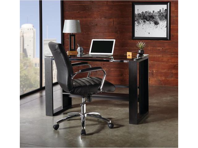 Realspace Modern Comfort Series Winsley Bonded Leather Mid-Back Chair, Black