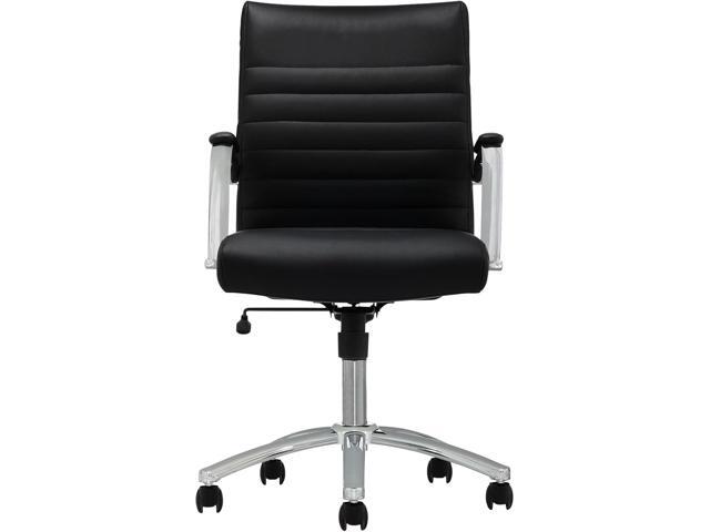 Realspace Modern Comfort Series Winsley Bonded Leather Mid-Back Chair, Black