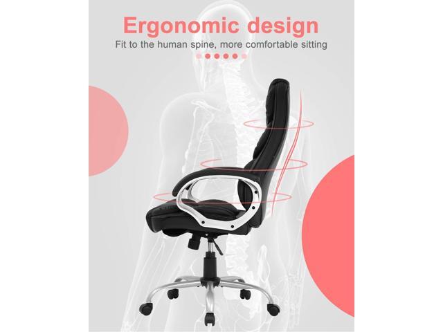 Ergonomic Office Chair,Computer Desk Chair High Back PU Leather Executive Rolling Task Adjustable Chair with Lumbar Support Headrest Armrest Swivel...