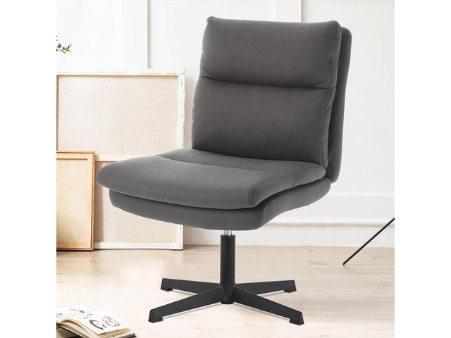 LUCKWIND Armless Home Office Desk Chair No Wheels, Modern Double Padded Ergonomic Vanity Chair, Mid-Back Height Adjustable Cushioned Swivel Task...