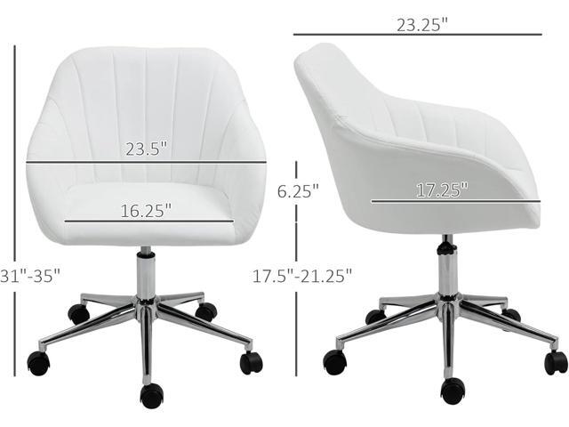 Vinsetto Mid Back Home Office Chair Computer Desk Chair with PU Leather, Adjustable Height, Swivel Wheels for Study, Bedroom, White