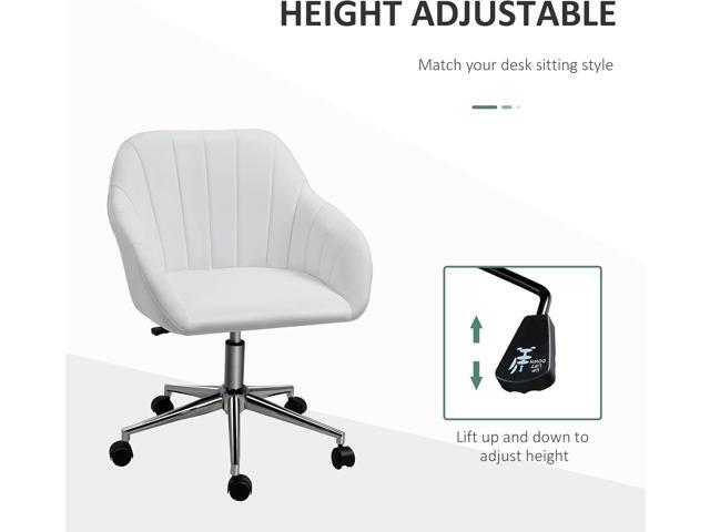 Vinsetto Mid Back Home Office Chair Computer Desk Chair with PU Leather, Adjustable Height, Swivel Wheels for Study, Bedroom, White