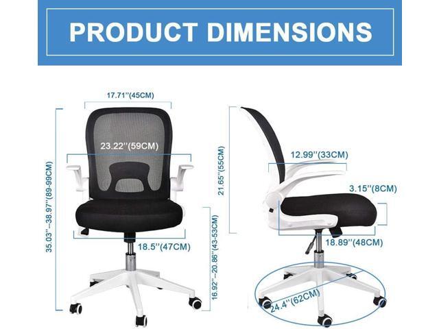 IPKIG Foldable Office Chair - Home Office Desk Chairs with Wheels and Flip-Up Arms - Foldable Backrest Mesh Computer Chair Adjustable Swivel...