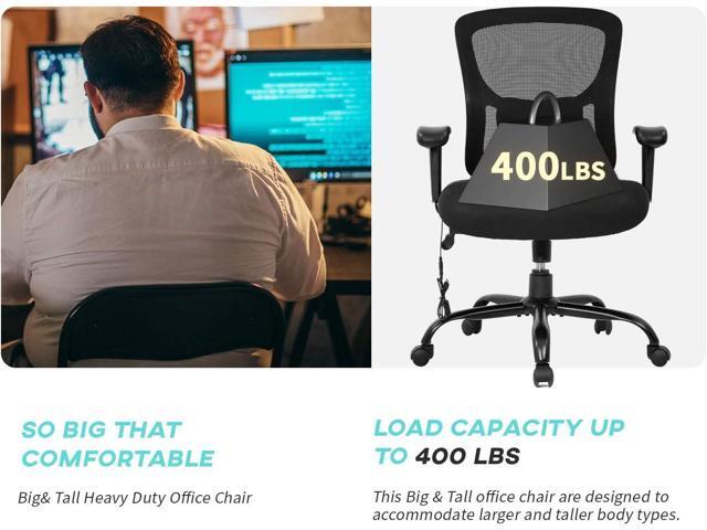 Big and Tall Office Chair 400lbs Wide Seat Mesh Desk Chair Massage Rolling Swivel Ergonomic Computer Chair with Lumbar Support Adjustable Arms Task...
