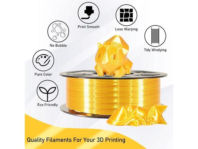 1KG Silk Metalic Shiny Gold PLA 3D Printer Filament, Widely Support for Most 3D Printing Printer, 2.2lbs 1KG 1.75mm 3D Printing Silk PLA Material