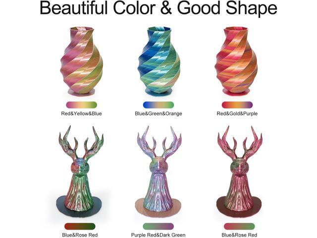 Silk Tri Colors PLA 3D Printer Printing Filament 1.75 mm Silk PLA Color Changing Filament 1 kg / 2.2 lbs Red & Yellow & Blue