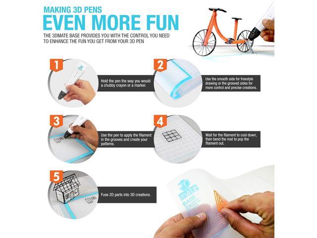 3Dmate Base - Transparent 3D Pen Mat 18 x 12 Inches with Fuse and Join Area - Flexible Two-Sided Heat-Resistant Silicone - 3D Pen Accessories...