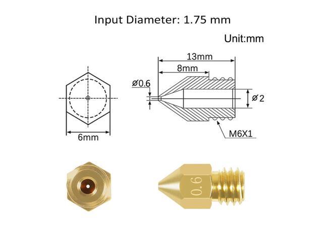 Aokin 8 Pcs 0.6mm MK8 Extruder Nozzles 3D Printer Nozzles for Creality Ender 3/3 Pro/3 V2, Ender 5/5 Pro, CR-10/10S, Makerbot, Anet A8 3D Printer
