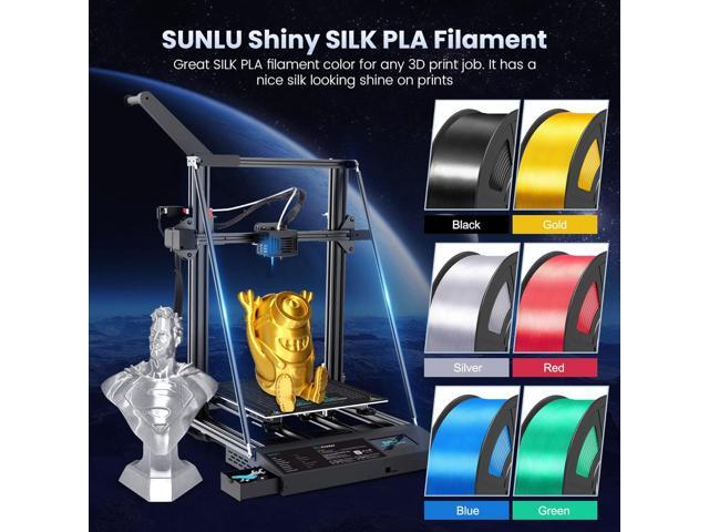 SUNLU 3D Printer Silk Filament,Shiny Silk PLA Filament 1.75mm, Smooth Silky Surface, Great Easy to Print for 3D Printers, Dimensional Accuracy +/-...