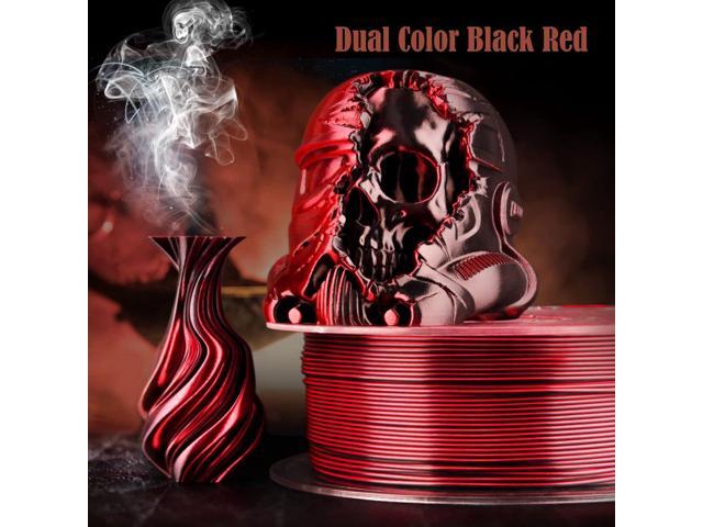 PLA Filament 1.75mm,3D Printer Filament Silk PLA Dual Color Filament Black Red Pla 3D Printing Filament 1.75mm+/-0.02mm,1KG/2.2lb