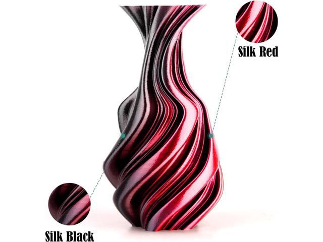 PLA Filament 1.75mm,3D Printer Filament Silk PLA Dual Color Filament Black Red Pla 3D Printing Filament 1.75mm+/-0.02mm,1KG/2.2lb