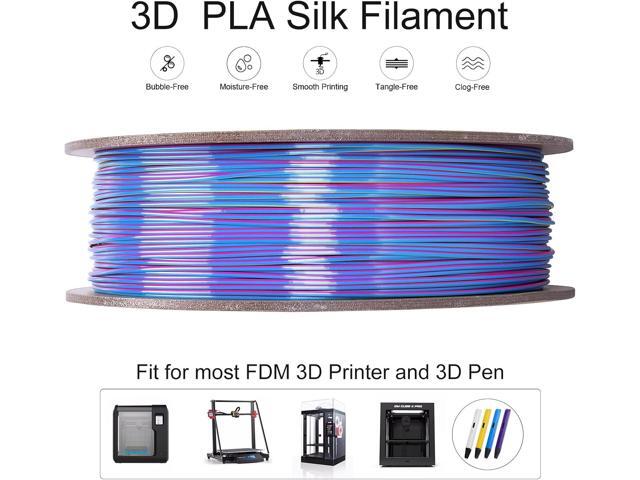 Silk Tri Colors PLA 3D Printer Printing Filament 1.75 mm Silk PLA Color Changing Filament 1 kg / 2.2 lbs Red & Yellow & Blue