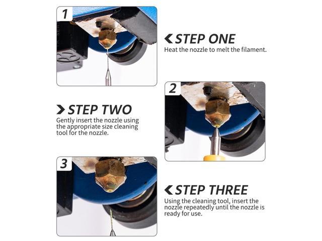 TRONXY 3D Printer Nozzle Cleaning Kit, 10 pcs 0.1-1.0 mm Needles Drill Bits + 5 pcs MK8 Nozzle 0.4 mm Hardened Steel for FDM 3D Printer Extruder