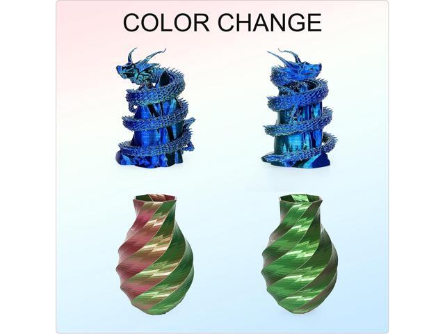 Silk Dual Color 3D Printer Filament Bundle, 1.75 mm Color Changing PLA Bundle, 4 Spools 250g Each (Rose & Blue, Red & Gold, Violet & Green, Blue &...