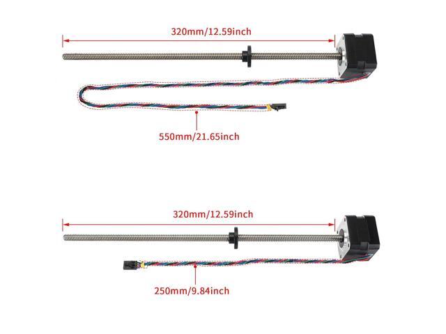 FYSETC Prus MK3S+ Z Motor 2-Pack Nema 17 Stepper Motor 42-34 with Integrated 320mm/12.59inch T8 Lead Screw and Wire 250mm + 550mm, 1A 2Phase 1.8°...