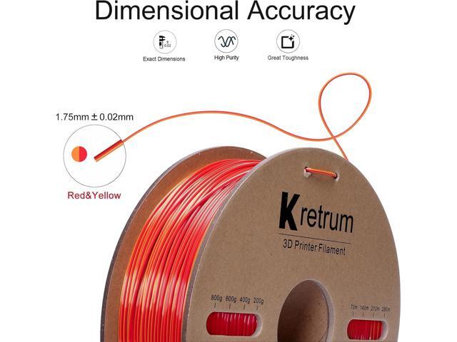 Silk PLA Dual Color 3D Printer Filament Color Changing 1.75mm Silk PLA Printer Filament 1.75mm Multicolor 1kg /2.2lbs Spool Red & Gold